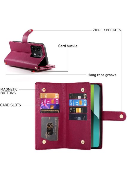 Xiaomi Redmi Not Için Flip Case 13 Pro 5g Cüzdan Bölmesi Bilek Kayışı (Yurt Dışından) indirimleri