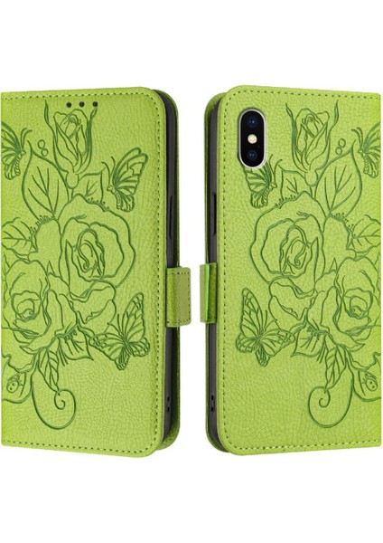 Kredi Kartı Yuvası ile IPhone X/xs Manyetik Cüzdan Pu Deri Kılıf (Yurt Dışından)
