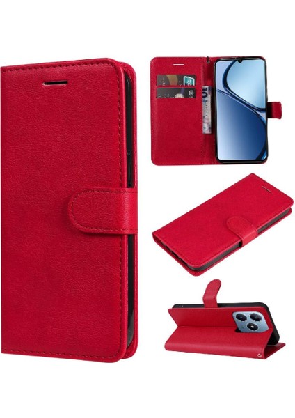 Realme C61 Iş Cüzdan Telefon Kılıfı Için Flip Case Klasik Düz Renk (Yurt Dışından)