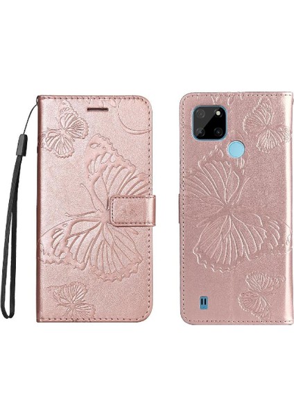 Kart Yuvası Standı ile Realme C21Y Flip Kickstand Pu Deri Için Flip Case (Yurt Dışından)