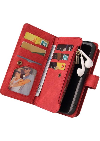 Motorola Moto G85 5g Onbeş Kart Yuvaları Fermuar Pu Için Cüzdan Telefon Kılıfı (Yurt Dışından)
