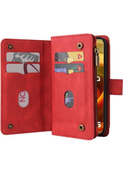 Motorola Moto G85 5g Onbeş Kart Yuvaları Fermuar Pu Için Cüzdan Telefon Kılıfı (Yurt Dışından)