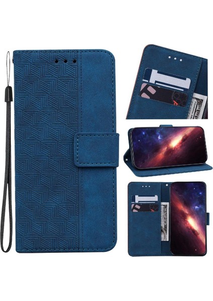 SZY Mall Xiaomi Poco F6 Pro Için Geometrik Kabartmalı Flip Case Folio Cüzdan Pu (Yurt Dışından)