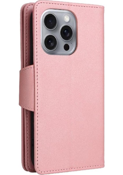 El Kayışı Kart Tutucu ile IPhone 16 Pro Max Manyetik Deri Kılıf (Yurt Dışından)