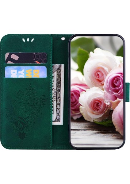 Realme C61 Kickstand Kabartma Gül Çiçekler Flip Pu Deri Kapak Için Kılıf (Yurt Dışından) fırsatları