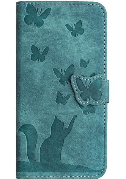 IPhone 16 Için Flip Case Pro Max Tutucu Kapak Çevirin Folio Kabartmalı Kedi (Yurt Dışından)