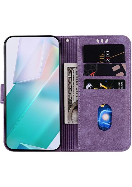 SZY Mall Xiaomi Poco F6 Pro Kart Cep Flip Folio Kabartmalı Sevimli Kaplan (Yurt Dışından)