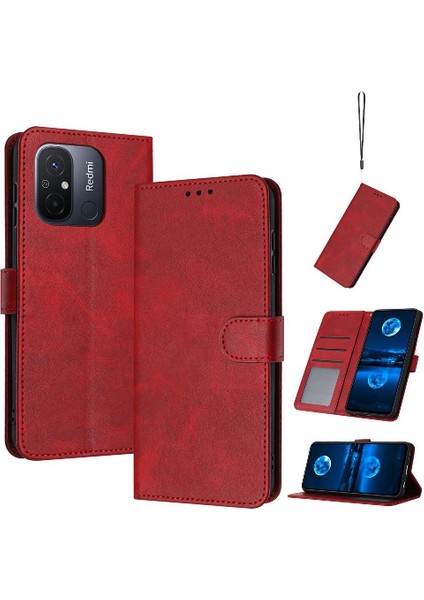 Xiaomi Redmi Için Flip Case 11A 4g Saf Renk Kart Yuvası ile Kickstand Pu (Yurt Dışından)