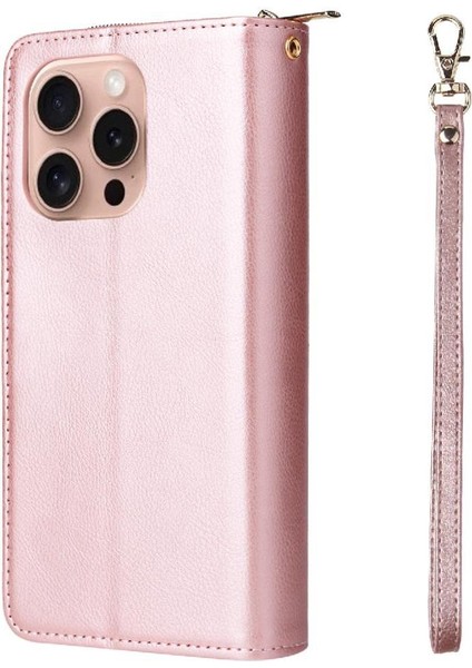 El Kayışı Cüzdan 9 ile IPhone 16 Pro Fermuar Cep Kart Tutucu Için Kılıf (Yurt Dışından)