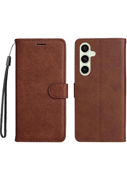 Kart Yuvası ile Samsung Galaxy S24 Fe Yüksek Kalite Deri Için Flip Case (Yurt Dışından)
