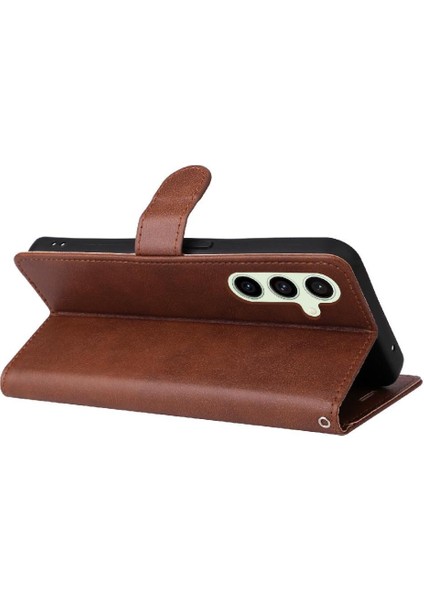 Kart Yuvası ile Samsung Galaxy S24 Fe Yüksek Kalite Deri Için Flip Case (Yurt Dışından)