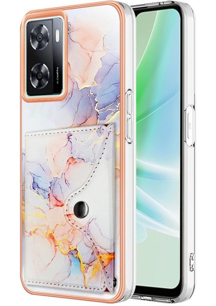 Oppo A77 5g Mermer Ince Cüzdan Yumuşak Tpu Tampon Kart Yuvaları Için Kılıf (Yurt Dışından)