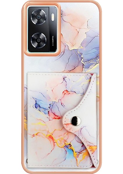 Oppo A77 5g Mermer Ince Cüzdan Yumuşak Tpu Tampon Kart Yuvaları Için Kılıf (Yurt Dışından)