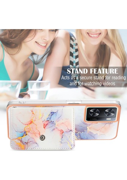 Oppo A77 5g Mermer Ince Cüzdan Yumuşak Tpu Tampon Kart Yuvaları Için Kılıf (Yurt Dışından)