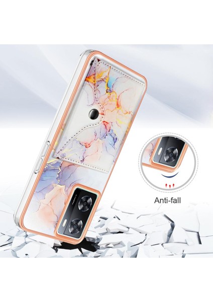 Oppo A77 5g Mermer Ince Cüzdan Yumuşak Tpu Tampon Kart Yuvaları Için Kılıf (Yurt Dışından)