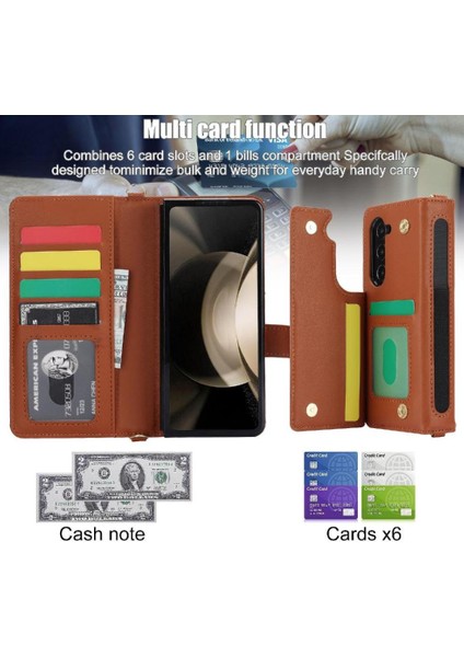 Samsung Galaxy Z Için Kılıf Fold 6 Premium Koruma Deri Cüzdan Kılıf 5 (Yurt Dışından) modelleri