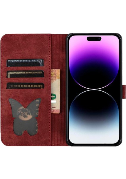 IPhone 16 Için Flip Case Pro Max Tutucu Kapak Çevirin Folio Kabartmalı Kedi (Yurt Dışından)