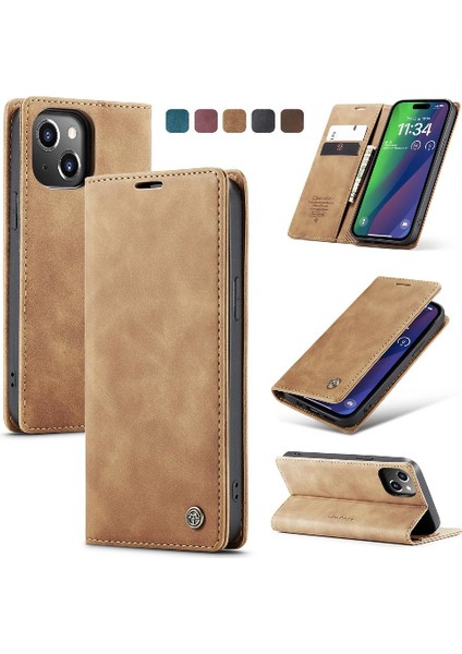 Iphone 15 Için Flip Case Artı Vintage Pu Deri Cüzdan Flip Folio Kitap (Yurt Dışından)