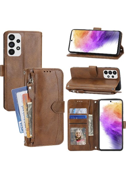 Samsung Galaxy A73 5g Kayış Kart Tutucu Kickstand Pu Için Flip Case (Yurt Dışından)