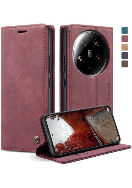 SZY Mall Xiaomi 14 Için Flip Case Ultra Kılıf Kart Yuvası Kickstand Flip Folio Kitap Pu (Yurt Dışından)