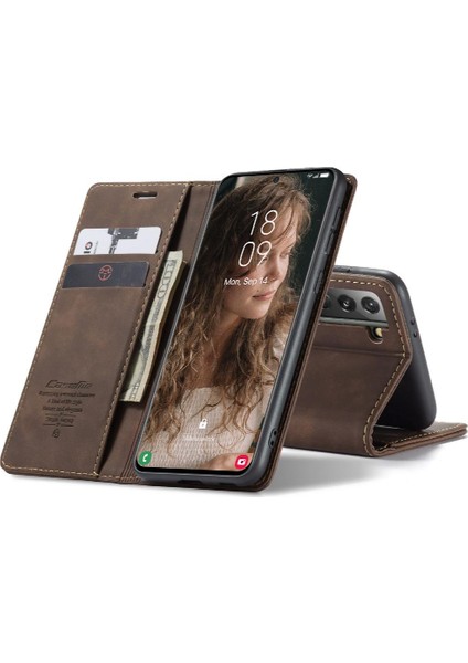 Samsung Galaxy S21 Vintage Pu Deri Cüzdan Manyetik Flip Case (Yurt Dışından)