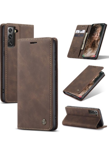 Samsung Galaxy S21 Vintage Pu Deri Cüzdan Manyetik Flip Case (Yurt Dışından)