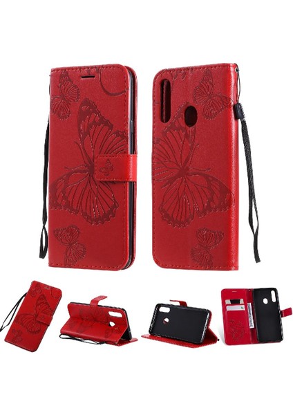 Samsung Galaxy A20S Darbeye Kapak Için Flip Case Kart Yuvası Standı ile Pu (Yurt Dışından)