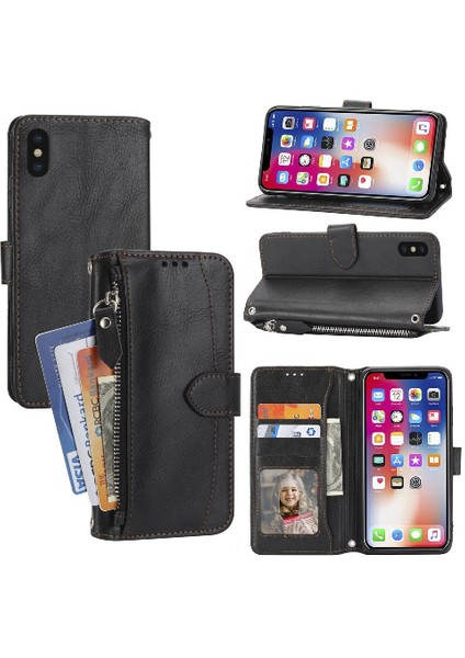 Iphone Xs Max Anti Scratch Kickstand Manyetik Kapatma Kartı Için Flip Case (Yurt Dışından)