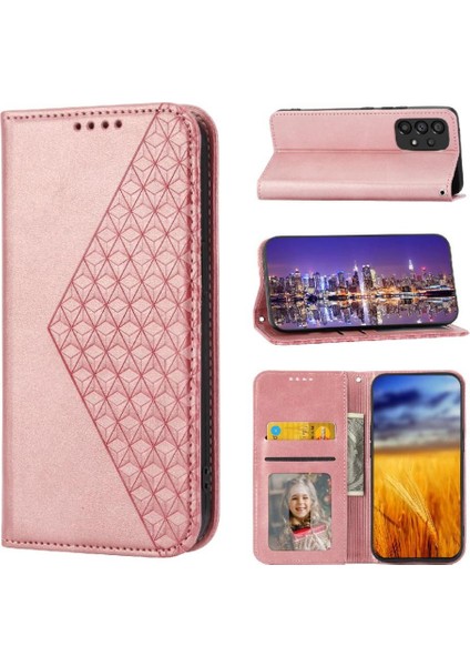 Samsung Galaxy A73 5g Için Flip Case Standı Eşkenar Dörtgen Şekli Cüzdan El Kayışı (Yurt Dışından)