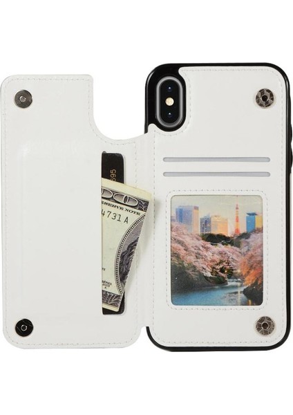 Kart Tutucu Kickstand Çift Manyetik ile IPhone Xs Max Için Cüzdan Kılıf (Yurt Dışından)