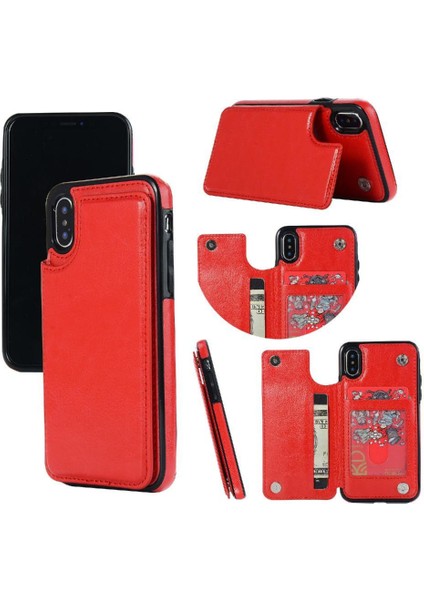 Cüzdan Kılıf IPhone X/xs Kickstand Kart Yuvaları ile Pu Deri Kart (Yurt Dışından)