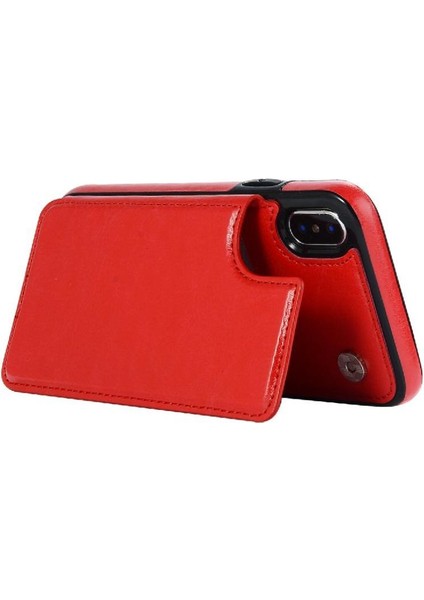 Cüzdan Kılıf IPhone X/xs Kickstand Kart Yuvaları ile Pu Deri Kart (Yurt Dışından)