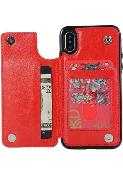 Cüzdan Kılıf IPhone X/xs Kickstand Kart Yuvaları ile Pu Deri Kart (Yurt Dışından)