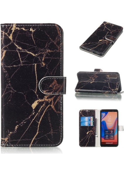 Samsung Galaxy A7 2018 Için Flip Case Mermer Desen Tam Koruma Pu (Yurt Dışından)