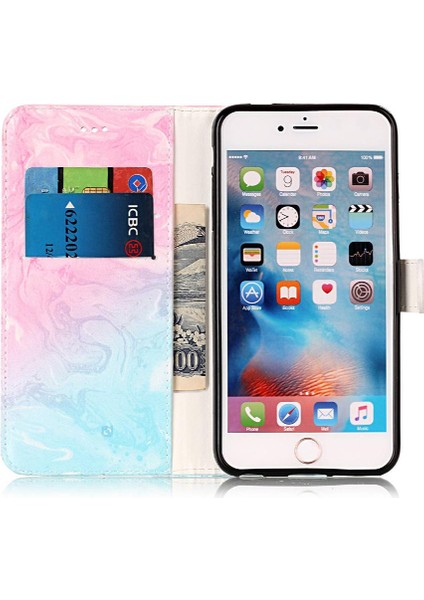 Iphone 6 Için Flip Case/6s Pu Deri Cüzdan Mermer Desen Tam Koruma (Yurt Dışından)