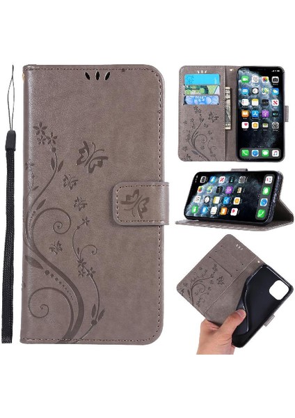 IPhone 11 Için Filp Durumda Pro Max Kart Tutucu Bilek Kayışı Kickstand Pu (Yurt Dışından)