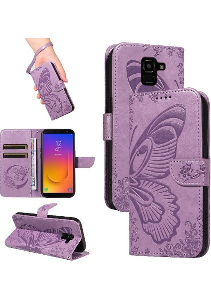 SZY Mall Samsung Galaxy J6 2018 Için Flip Case Ayrılabilir El Kayışı Kabartmalı Yüksek (Yurt Dışından)