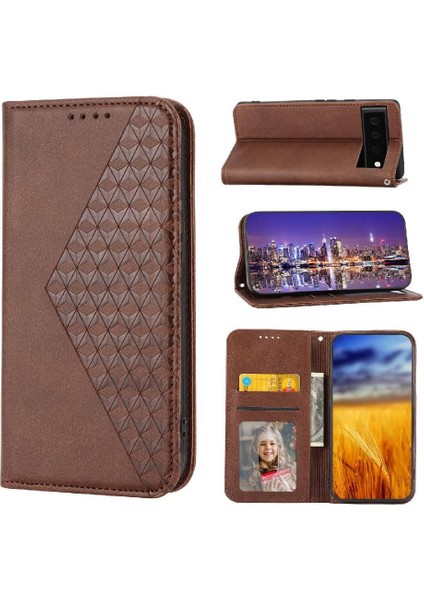 Google Piksel 6 Pro El Kayışı Eşkenar Dörtgen Şekli Standı Günlük Kullanım Için Flip Case (Yurt Dışından)