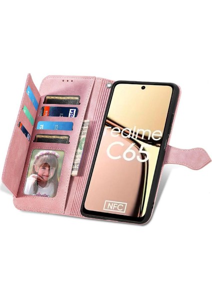 Realme C65 Iş Çevirme Fermuar Tarzı Cüzdan Çok Renkli Için Flip Case (Yurt Dışından)