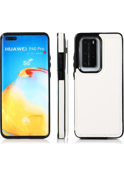 Cüzdan Kılıf Için Huawei P40 Pro Çift Manyetik Toka Kart Yuvaları Pu ile (Yurt Dışından)