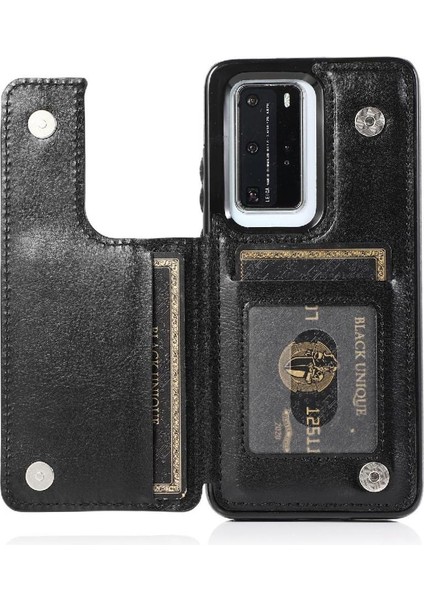 Huawei P40 Kart Yuvaları Için Cüzdan Durumda Çift Manyetik Toka Kickstand Pu (Yurt Dışından) fiyatları