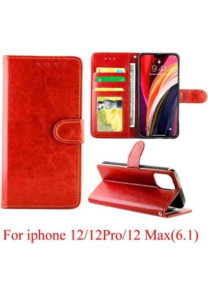 IPhone 12 Için Flip Case Pro Manyetik Kapatma Kart Tutucu Darbeye Pu (Yurt Dışından)