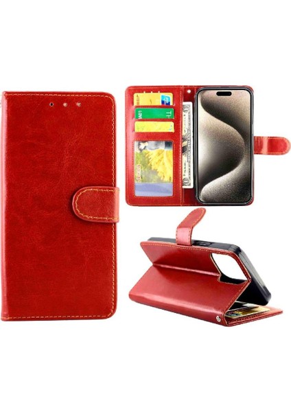 IPhone 15 Için Flip Case Pro Max Kart Tutucu Manyetik Kapatma Darbeye Pu (Yurt Dışından)