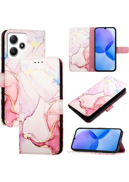Xiaomi Redmi Için 12 4g Mermer Desen Pu Deri Kickstand Cüzdan (Yurt Dışından)