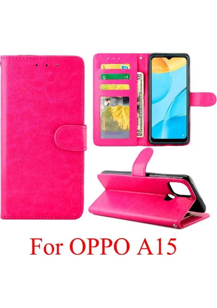 SZY Mall Oppo A15 Darbeye Dayanıklı Manyetik Kapatma Pu Deri Kickstand Için Flip Case (Yurt Dışından)