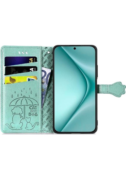 Huawei Pura 70 Pro Için Flip Case Karikatür Hayvanlar Kapak Çevirin Deri Kılıf (Yurt Dışından)