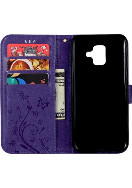 Samsung Galaxy A6 2018 Kickstand Manyetik Kapatma Kartı Pu Için Filp Durumda (Yurt Dışından)