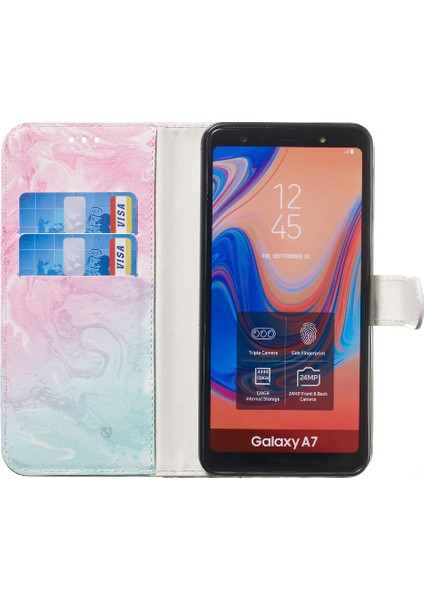 Samsung Galaxy A7 2018 Için Flip Case Mermer Desen Tam Koruma Pu (Yurt Dışından)