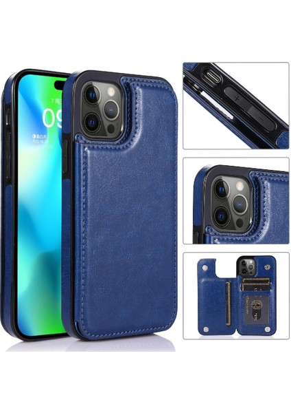 Kart Tutucu ile IPhone 14 Pro Max Pu Deri Kickstand Için Cüzdan Kılıf (Yurt Dışından)