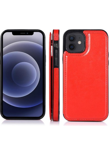 Kart Tutucu Çift Manyetik ile IPhone 12 Mini Kickstand Için Cüzdan Kılıf (Yurt Dışından)